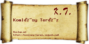 Komlósy Teréz névjegykártya